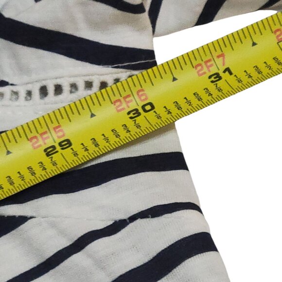 Zim & Zoe Womens Plus Size Flutter Sleeve Striped Navy Blue Ivory Top 30/32 - Picture 7 of 11